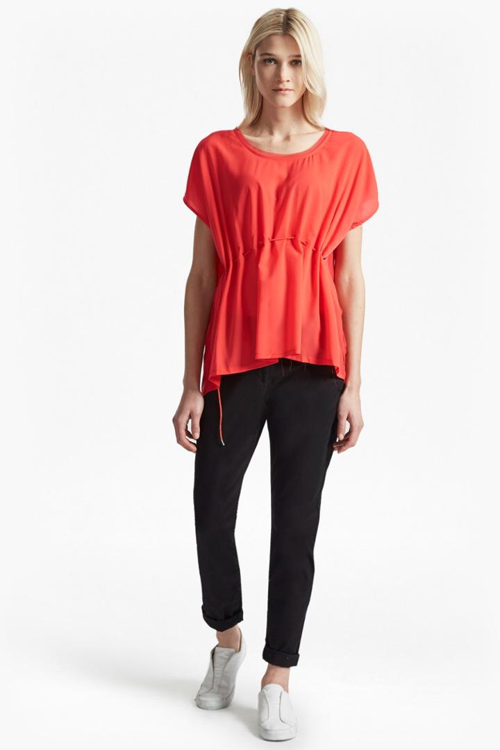 French Connection Classic Crepe Drawstring Waist Top