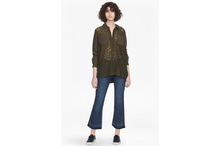 French Connection Marian Lace Mix Long Sleeved Shirt