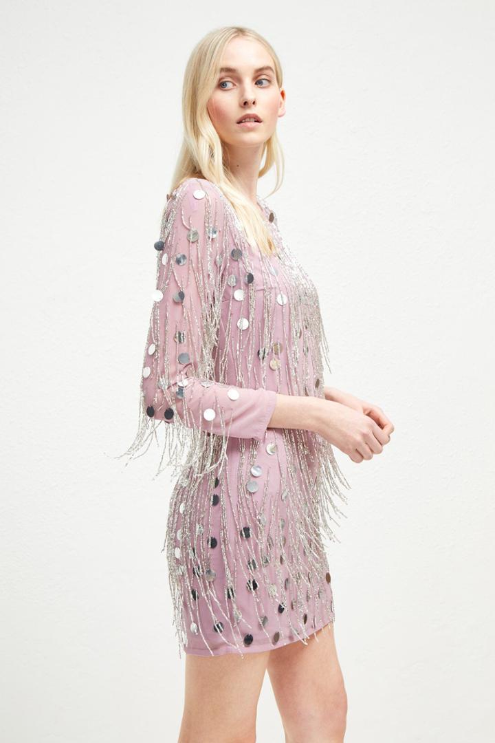 Fcus Baani Fringe Beaded Tunic Dress