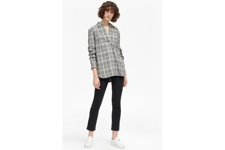 French Connection Denise Double Check Pull Over Top