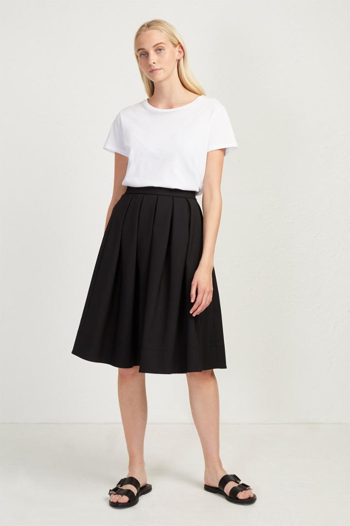 French Connenction Glass Stretch Pleated Midi Skirt