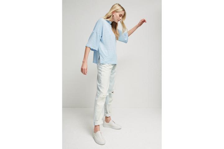 French Connection Beka Sheer Rib High Neck Top