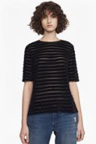 French Connenction Bernice Velvet Stripe Jersey T-shirt