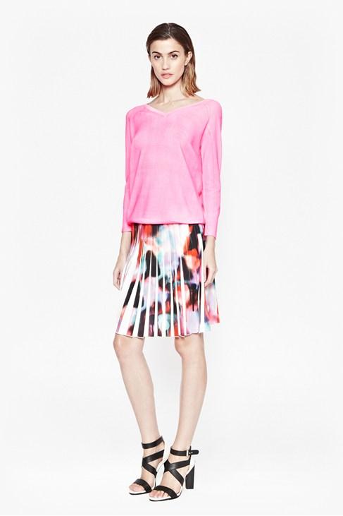 French Connection Miami Graffiti Pleated Skirt