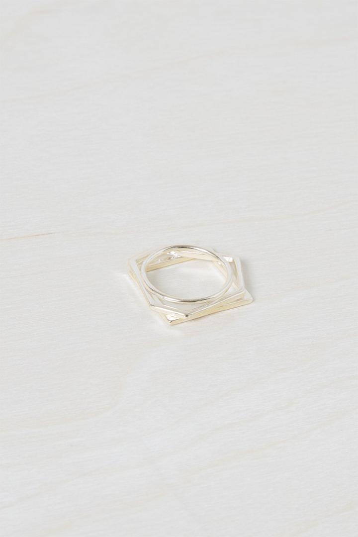 French Connenction Chunky Geo Stacked Rings
