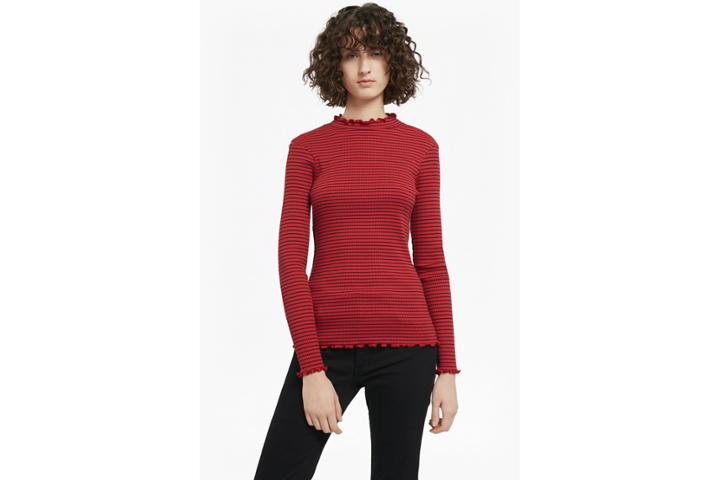 French Connection Tim Tim Ribbed Striped Top