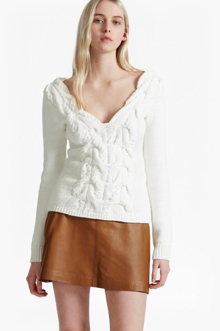 French Connection Cable Twist Knit V Neck Jumper