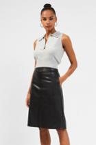 French Connection Etta Recycled Vegan Leather Midi Skirt