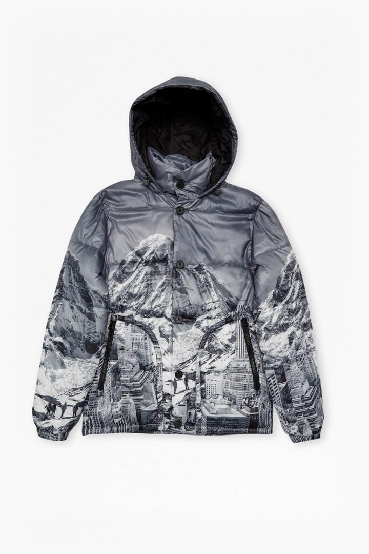 French Connection Mountain Pass Print Padded Jacket