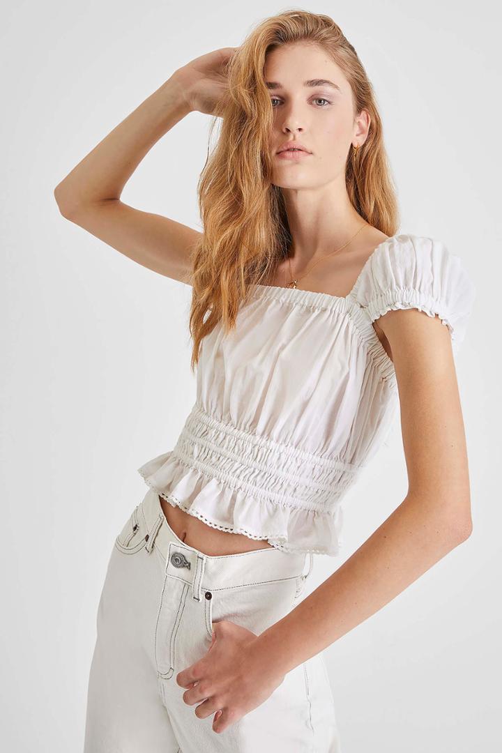 French Connection Almo Cotton Square Neck Top