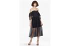 French Connection Valentin Sheer Jersey Off Shoulder Midi Dress