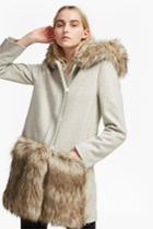 Fcus Platform Felt Fur Trim Coat