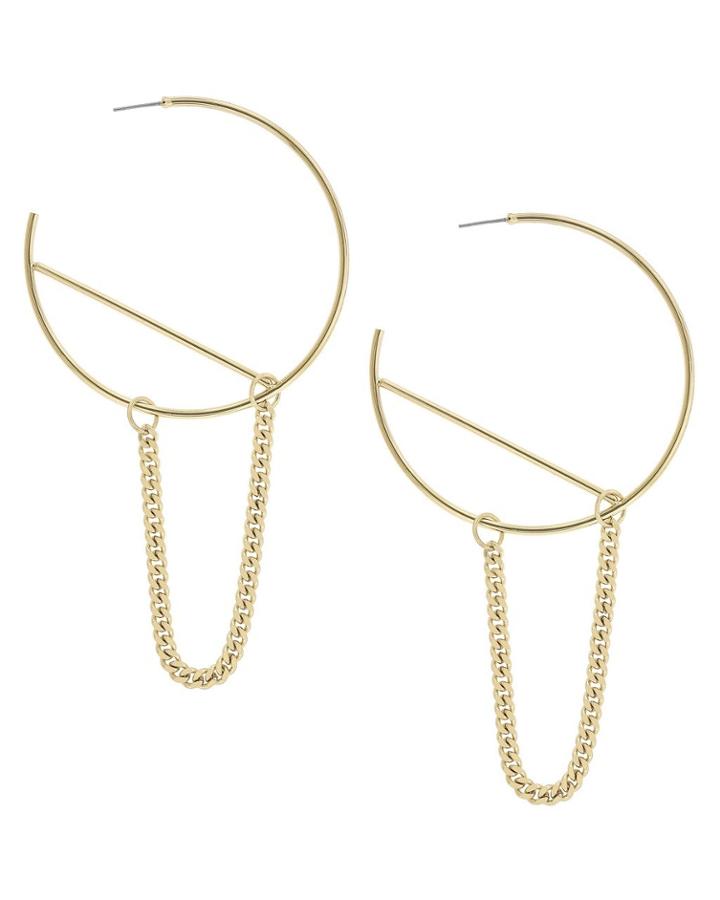 French Connenction Large Hoop And Chain Earrings