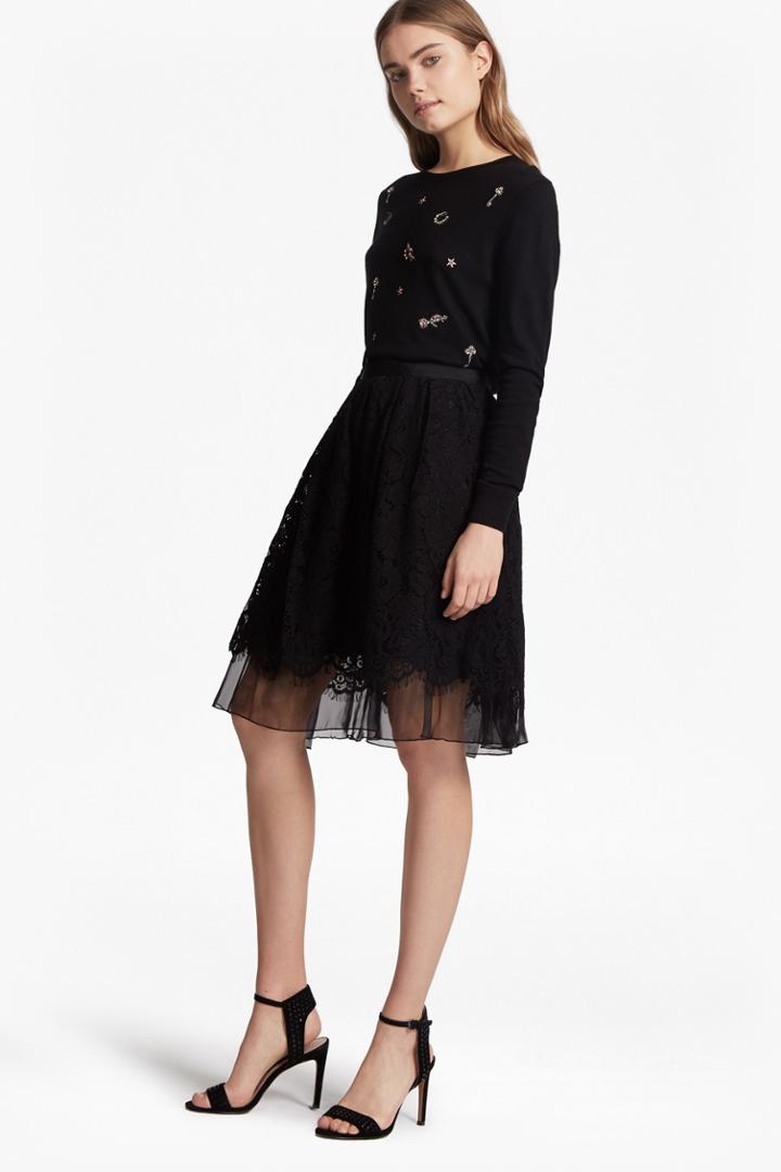 French Connection Spotlight Lace Flared Skirt