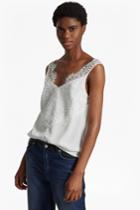 French Connenction Classic Light Crepe Lace V Neck Top