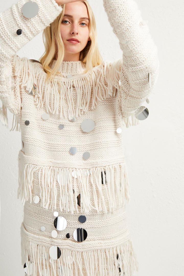 French Connenction Zelda Exaggerated Sequin Jumper Dress