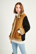French Connenction Louie Sheepskin Patchwork Jacket