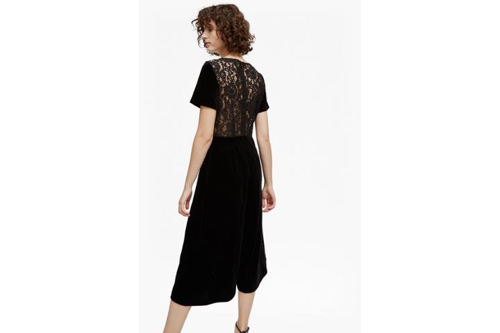 French Connection Aurore Velvet Lace Back Jumpsuit