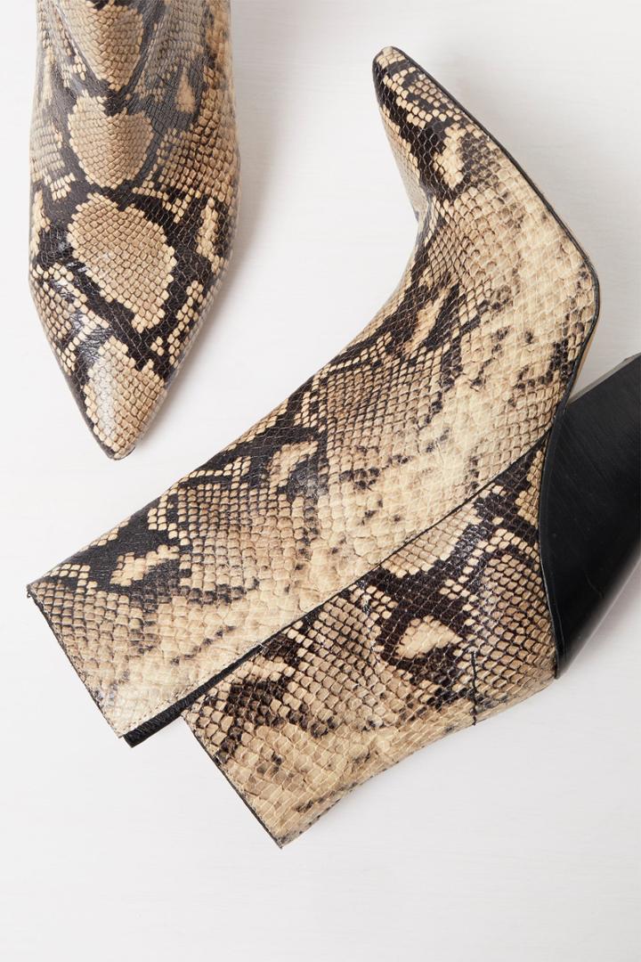 French Connection Ruby Snake Print Cowboy Ankle Boot