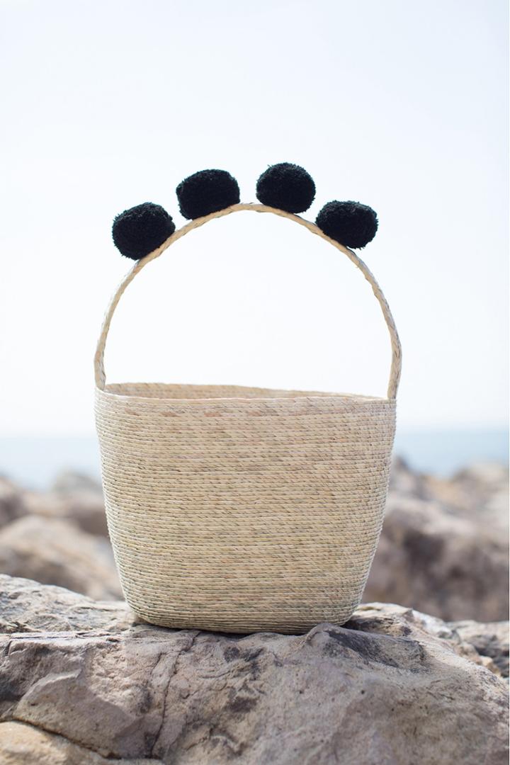 French Connenction Alani Palm Leaf Basket Bag