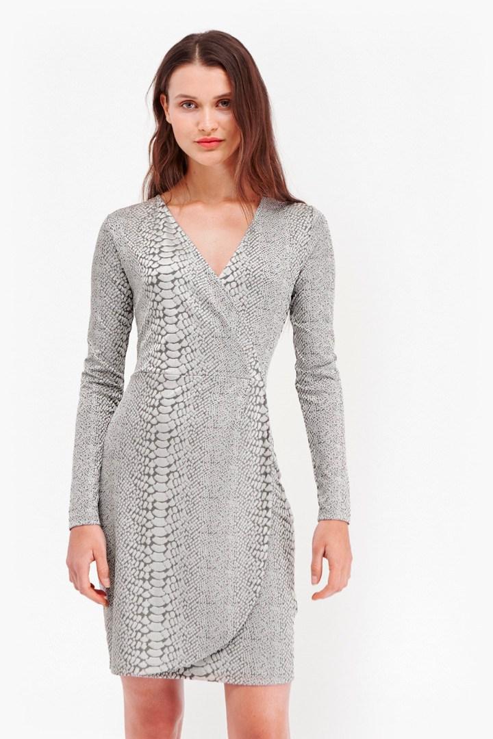 French Connection Snake Jacquard Wrap Dress