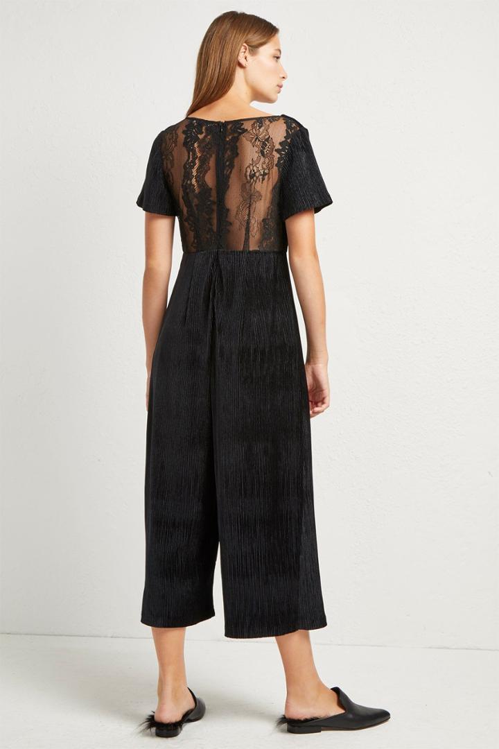French Connenction Sarelle Ottoman Velvet Jersey Jumpsuit