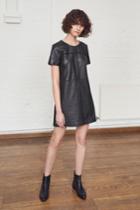 French Connenction Gizo Leather Round Neck Dress