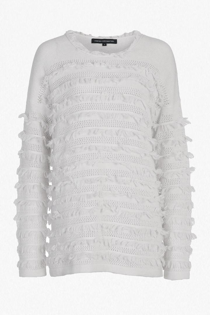 French Connection Pointelle Fringing Oversized Jumper