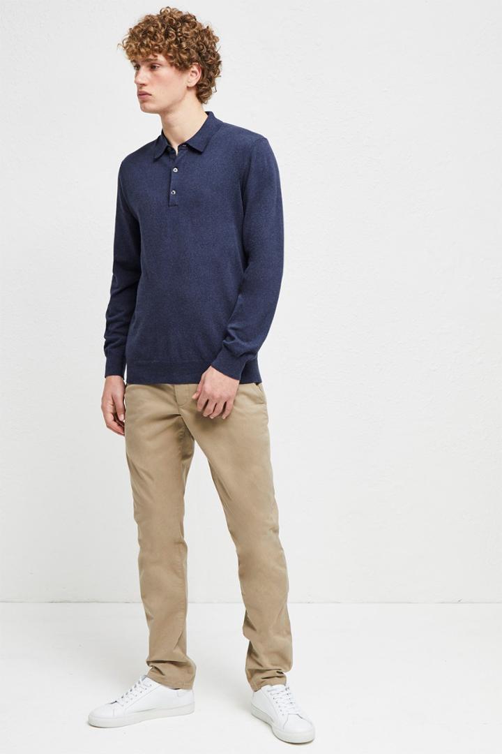 Fcus Stretch Cotton Long Sleeve Polo Shirt