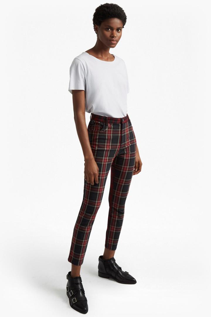 French Connenction Tillie Tartan High Rise Denim Skinny Jeans