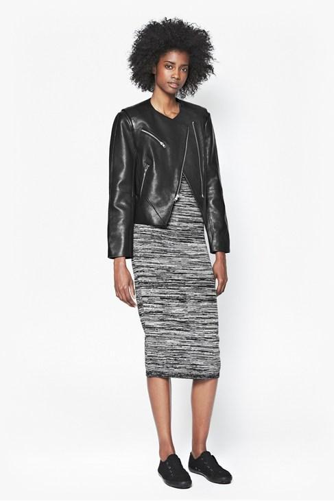 French Connection Northern Leather Collarless Jacket