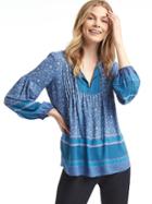 Gap Women Mix Print Pintuck Top - Blue Print