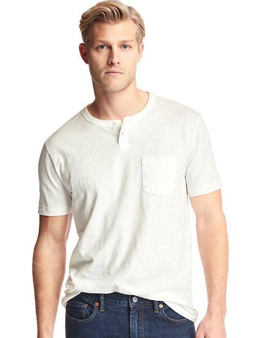 Gap Women Slub Jersey Pocket Henley - New Off White