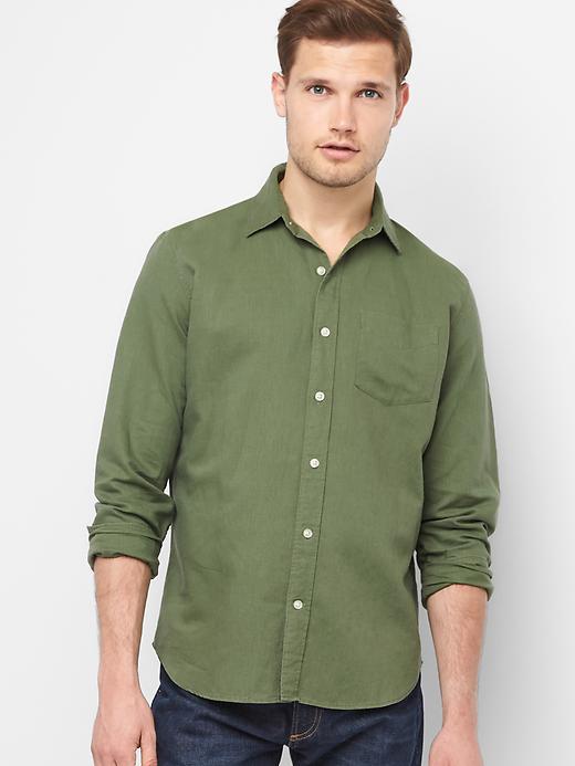 Gap Women Linen Cotton Standard Fit Shirt - Desert Cactus