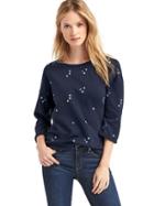 Gap Women Embroidered Mini Flower Sweatshirt - True Indigo