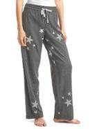 Gap Women Flannel Metallic Star Lounge Pants - Star Splatter Grey