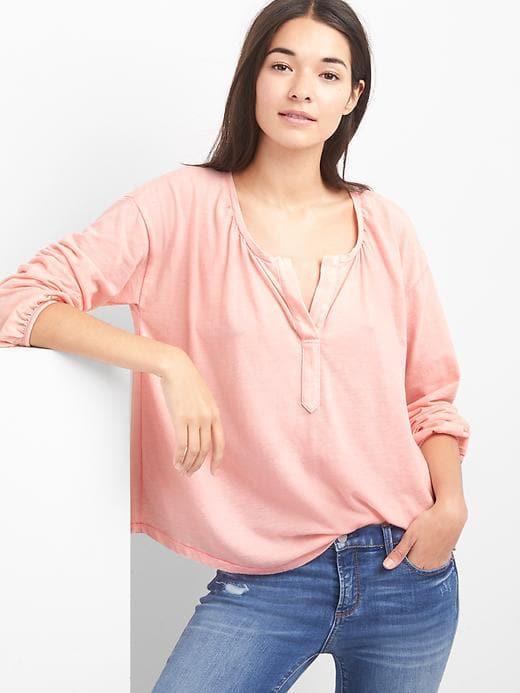 Gap Slub Splitneck Top - Pink