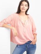 Gap Slub Splitneck Top - Pink