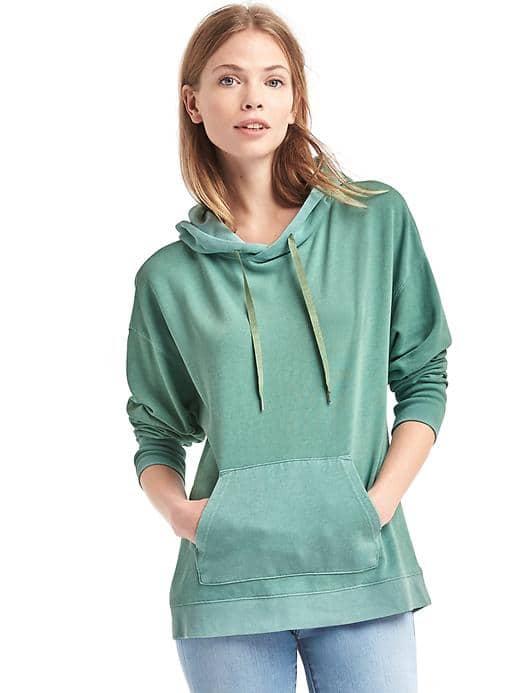 Gap Women French Terry Pullover Hoodie - Boggy Green