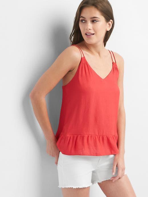 Gap Double Strap Peplum Cami - Hula Red