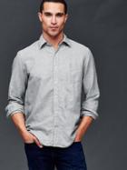 Gap Men Linen Cotton Yarn Dye Standard Fit Shirt - Grey