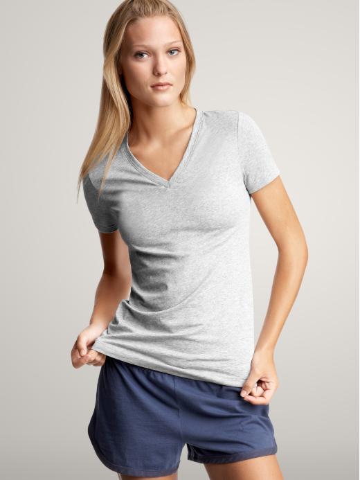 Gap Womens Light Heather Gray Pure Body V Neck Shirt
