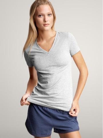 Gap Womens Light Heather Gray Pure Body V Neck Shirt