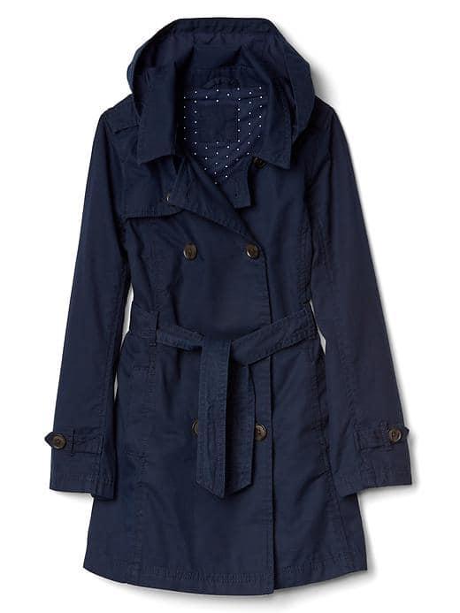 Gap Women Tie Waist Trench Coat - Blue Galaxy