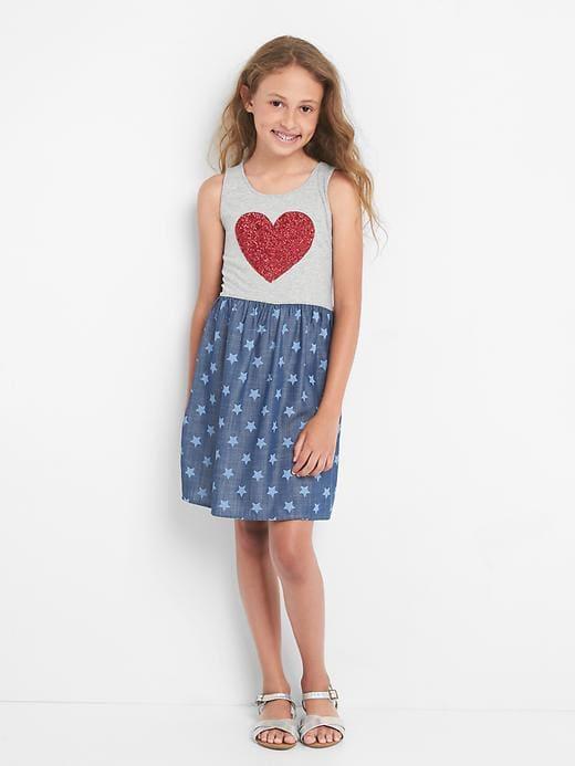 Gap Sequin Heart Tank Dress - Gray