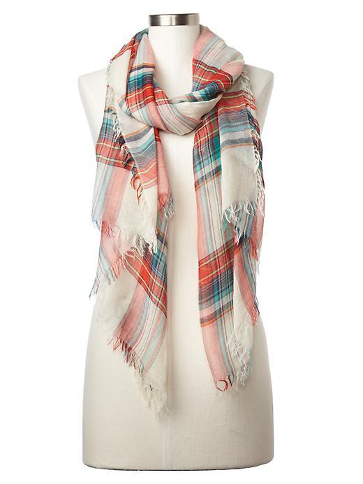 Gap Women Sheer Plaid Scarf - Sport Orange