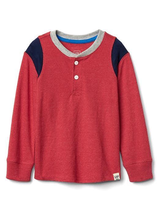Gap Long Sleeve Slub Henley - Modern Red