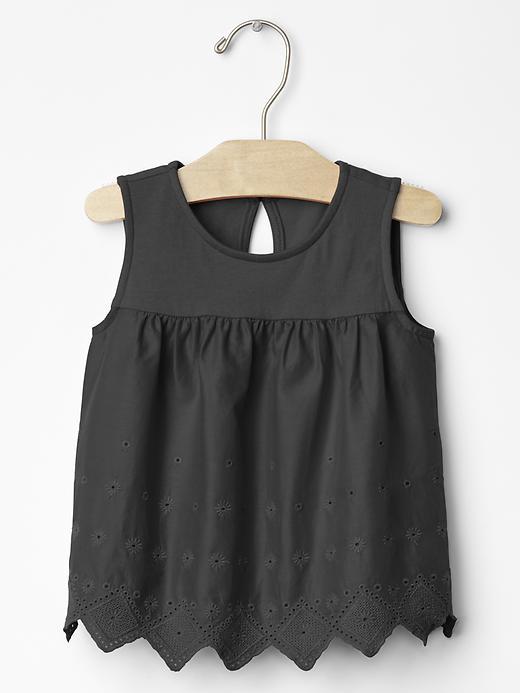 Gap Eyelet Scallop Swing Top - Soft Black