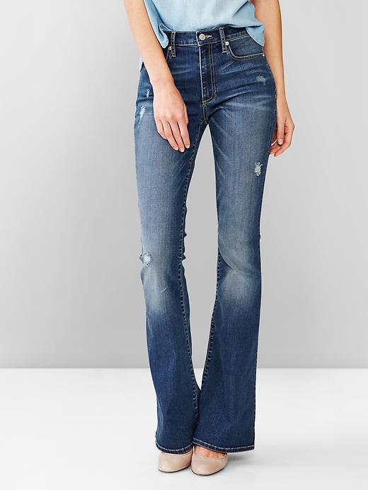 Gap 1969 Destructed Skinny Flare Jeans - Blue