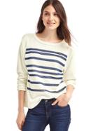 Gap Women Stripe Pullover Sweatshirt - Snow Cap